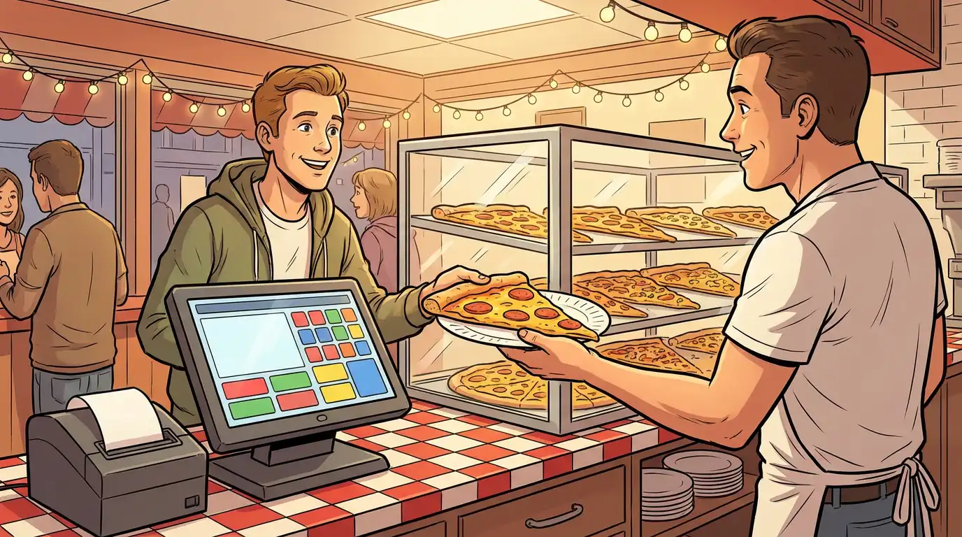 Pizza shop counter pos slices