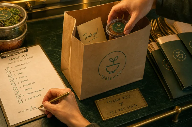 Restaurant customer service takeout check