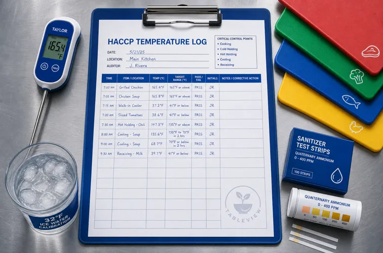 Restaurant food safety haccp temperature log