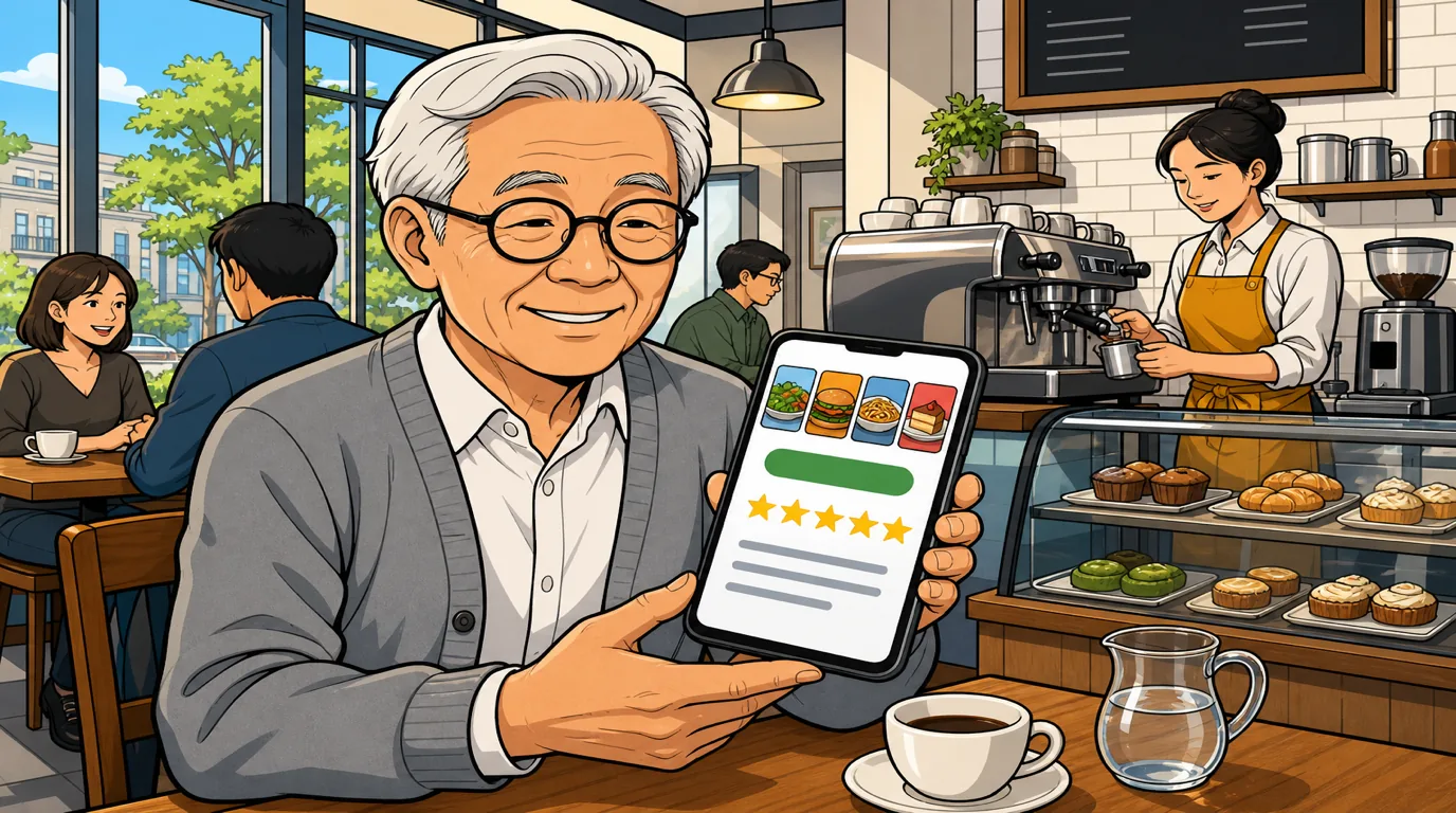 Mobile screen showing a restaurant Google Business Profile with photos and reviews