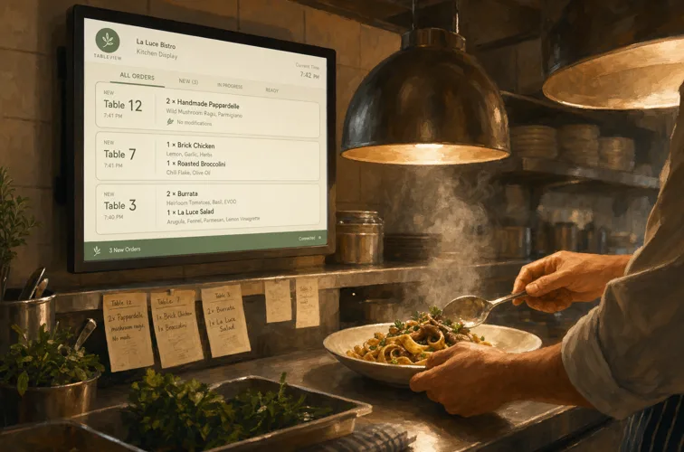 Tableside ordering kitchen display