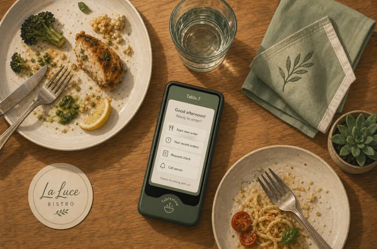 Tableside ordering table flatlay