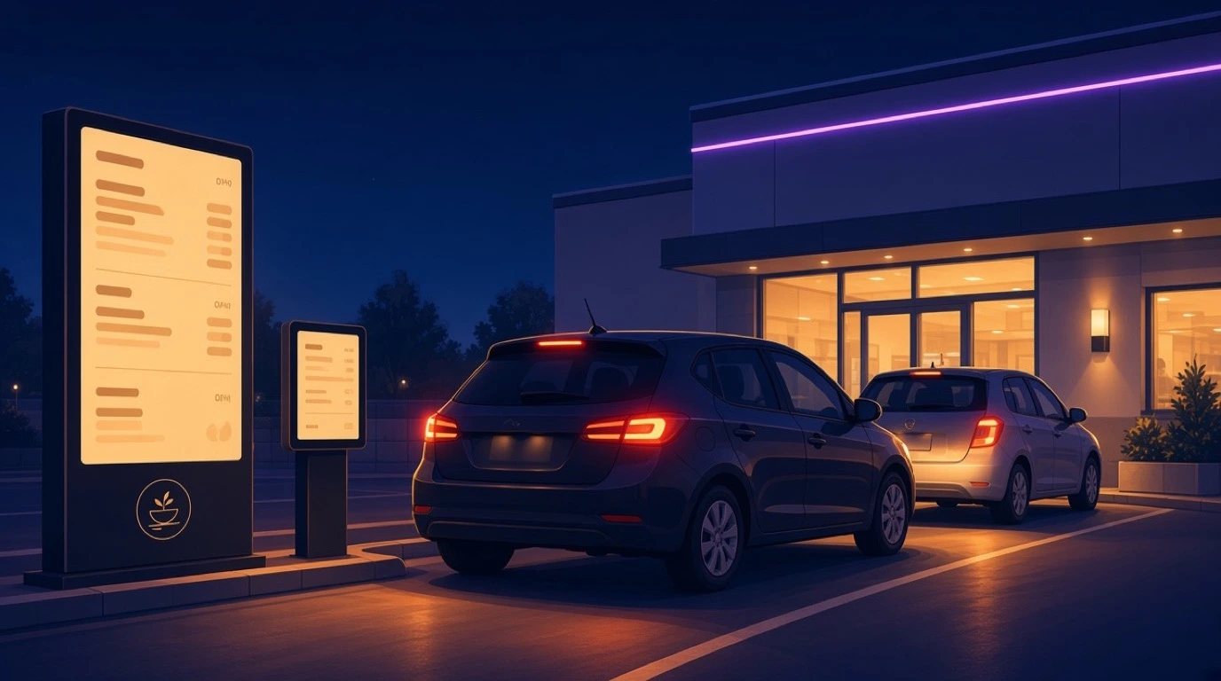 Sistema POS per drive-thru: auto all’ora