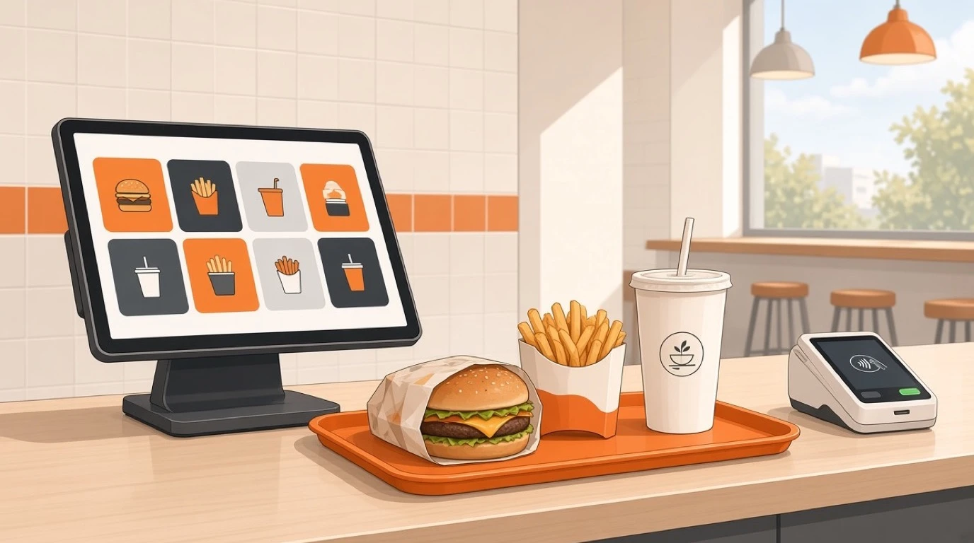 Caisse pour fast-food : rapidité, menus, cuisine